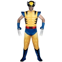 MARVEL Adult Wolverine Costume - Padded Jumpsuit, Gloves, Detachable Claws, and 3D Plastic Mask