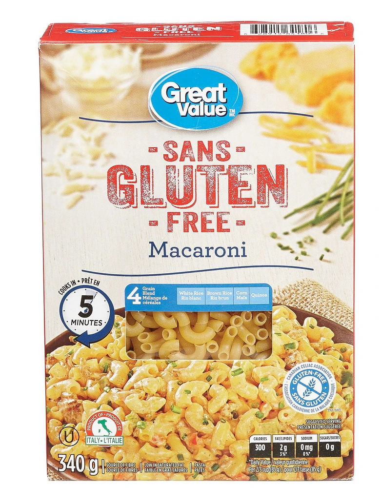 Great Value Gluten Free Macaroni, 340 g