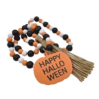 Guirlande de pompons en perles de bois et citrouille d'Halloween de 48 po, décorations d'Halloween, façon de célébrer