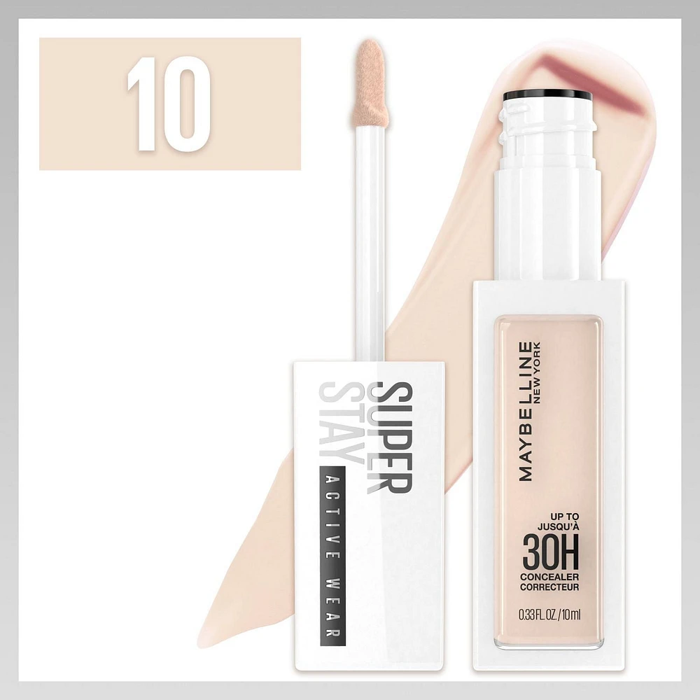 Maybelline New York Longwear Liquid Concealer, Up to 30HR Wear, Shade 01, 10 ml, Super Stay Concealer delivers up to 30H wear.