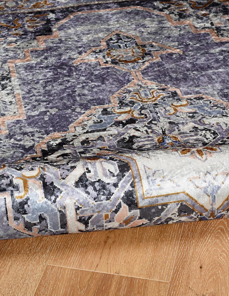 Tapis Emerald Canton bleu & ivoire de 6 pi 7 po x 9 pi 7 po
