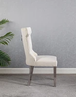CHAISES D'APPOINT EN TISSU DE COULEUR BEIGE ORICA K-LIVING AVEC PIEDS ET POIGNÉE ARRIÈRE CHROMÉS (2 CHAISES PAR BOÎTE)