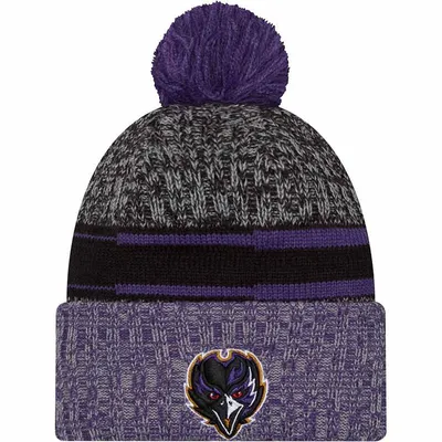 Baltimore Ravens 2023 NFL Sideline Alternate Team Color Pom Cuffed Knit Beanie Hat