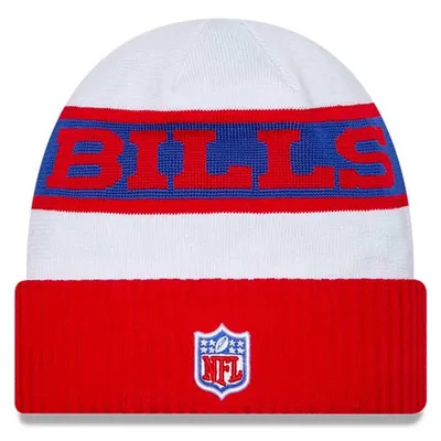 Buffalo Bills New Era 2023 White Sideline Tech Cuffed Knit Hat