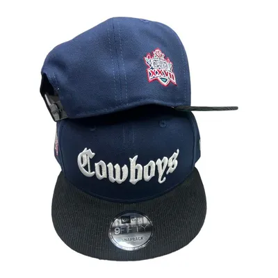 Dallas Cowboys Navy Black Corduroy Old English Script Green UV New Era 9FIFTY Snapback Hat