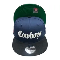 Dallas Cowboys Navy Black Corduroy Old English Script Green UV New Era 9FIFTY Snapback Hat