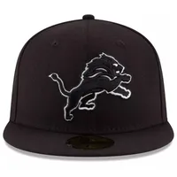 Detroit Lions Black and White Basic NFL New Era 59FIFTY Fitted Hat
