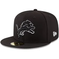 Detroit Lions Black and White Basic NFL New Era 59FIFTY Fitted Hat