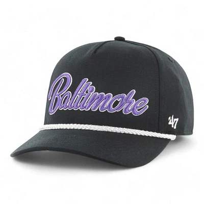 Baltimore Ravens Black '47 Hitch Crosstown Script Adjustable Snapback Hat