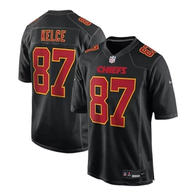 Kansas City Chiefs Travis Kelce Black Fashion Nike Game Jersey