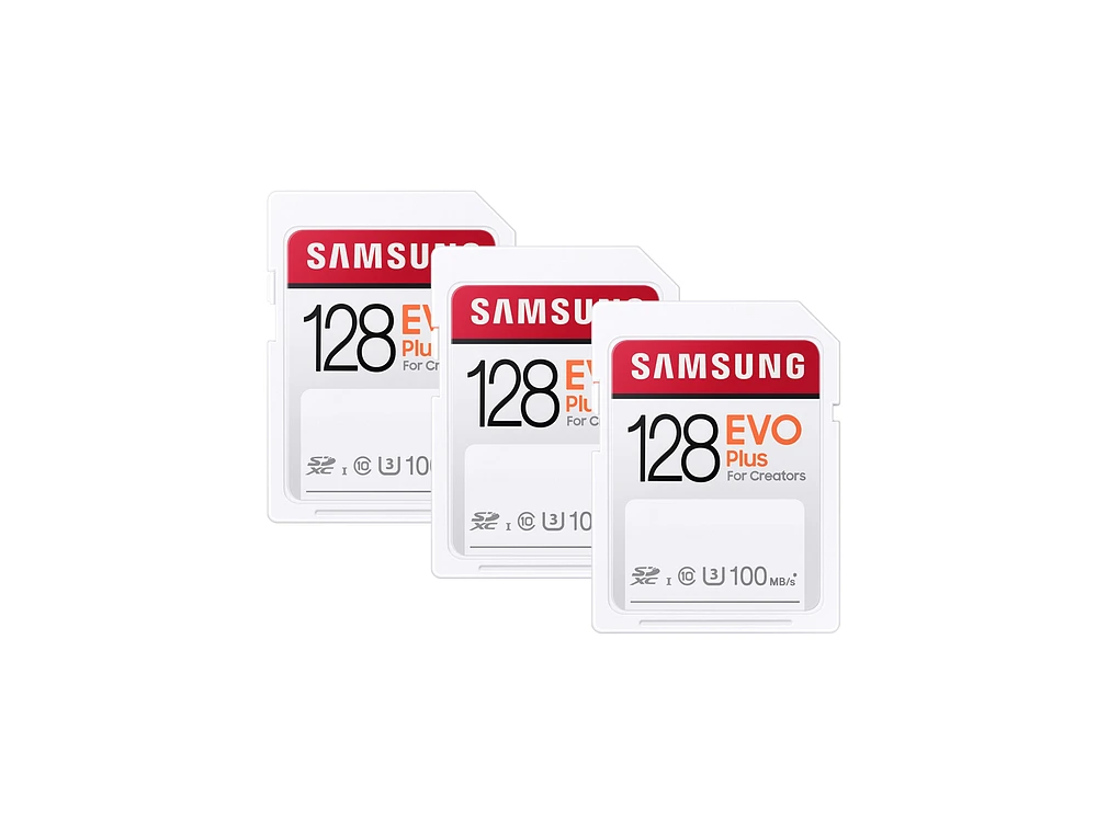 EVO Plus SDXC Full-size SD Card 128GB - 3 Pack Memory & Storage - BNDL-1617372973393 | Samsung US