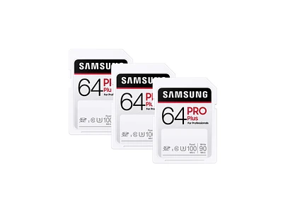 PRO Plus SDXC Full-size SD Card 64GB - 3 Pack Memory & Storage - BNDL-1617373346809 | Samsung US