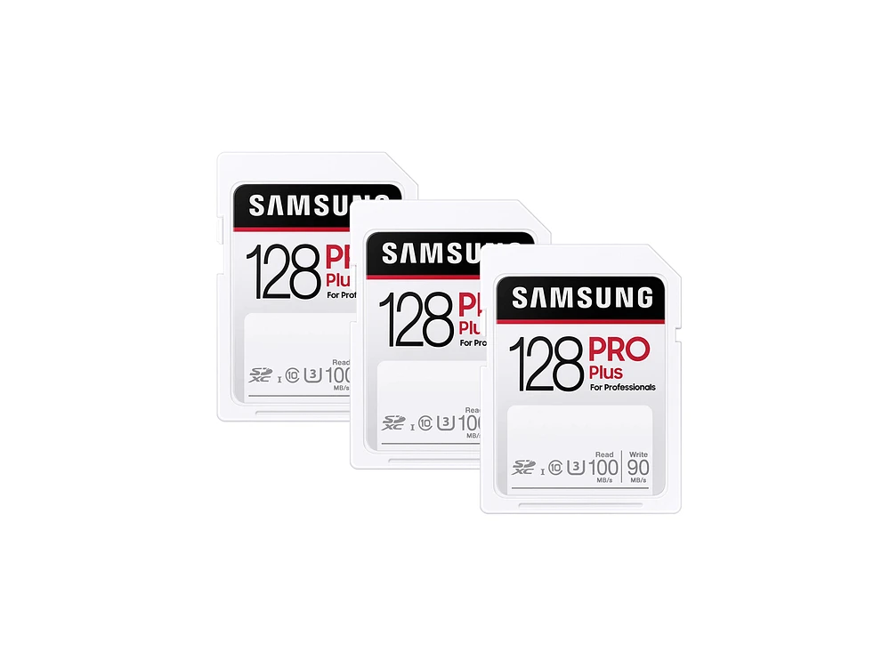 PRO Plus SDXC Full-size SD Card 128GB - 3 Pack Memory & Storage - BNDL-1617373500440 | Samsung US