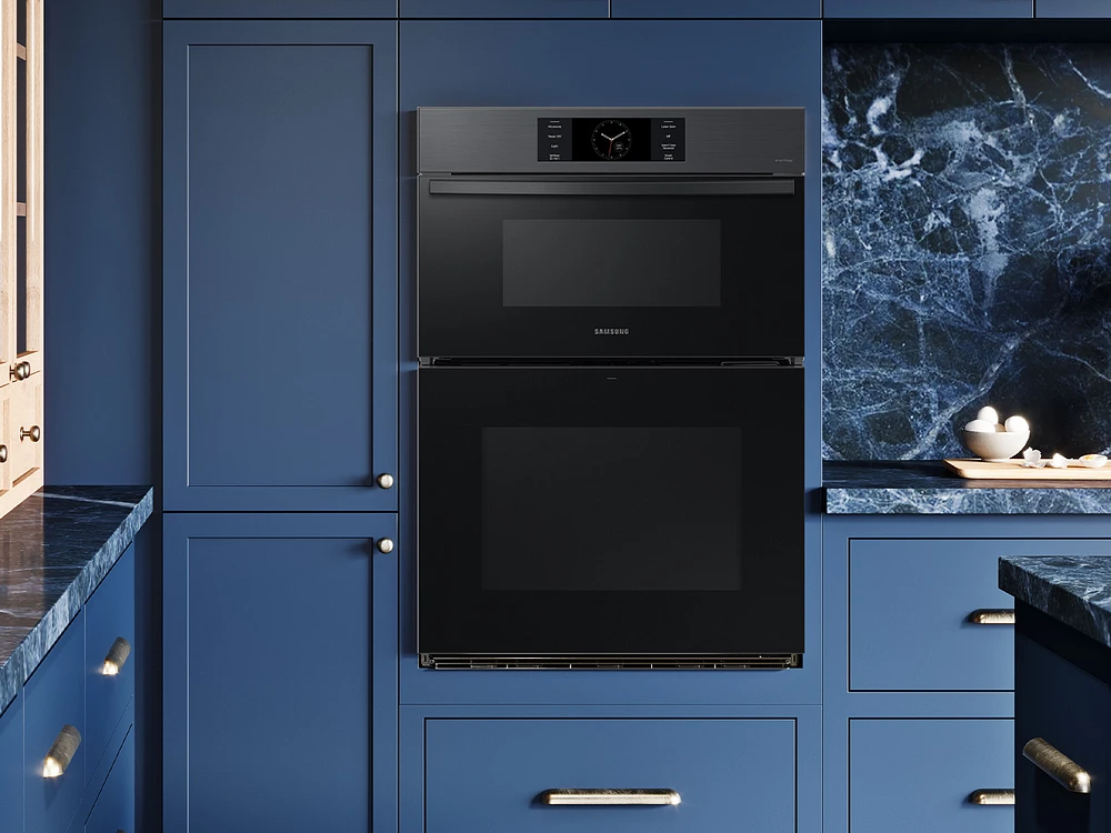 Bespoke 30" Microwave Combination Wall Oven with with Flex Duo™ in Matte Black Steel | Samsung US