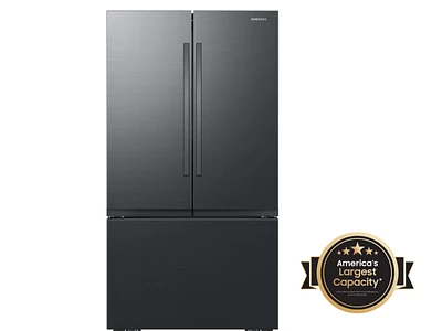 32 cu. ft. Mega Capacity 3-Door French Door Refrigerator with Dual Auto Ice Maker in Matte Black Steel | Samsung US