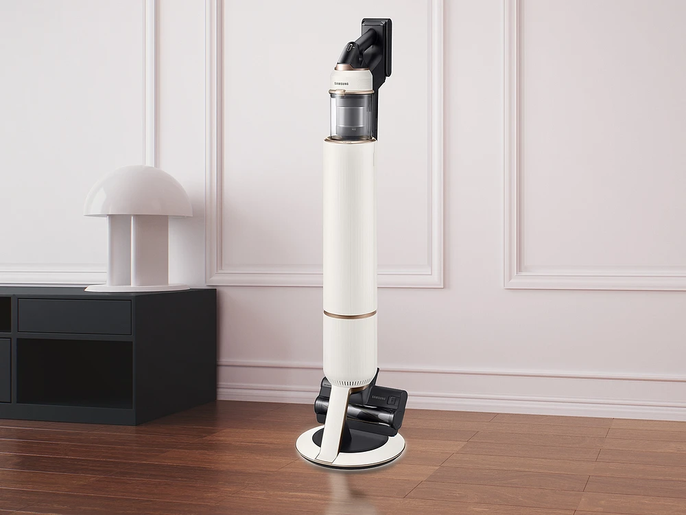 Bespoke Jet™ Cordless Stick Vacuum with All-in-One Clean Station® and Spray Spinning Sweeper in Santorini Beige | Samsung US