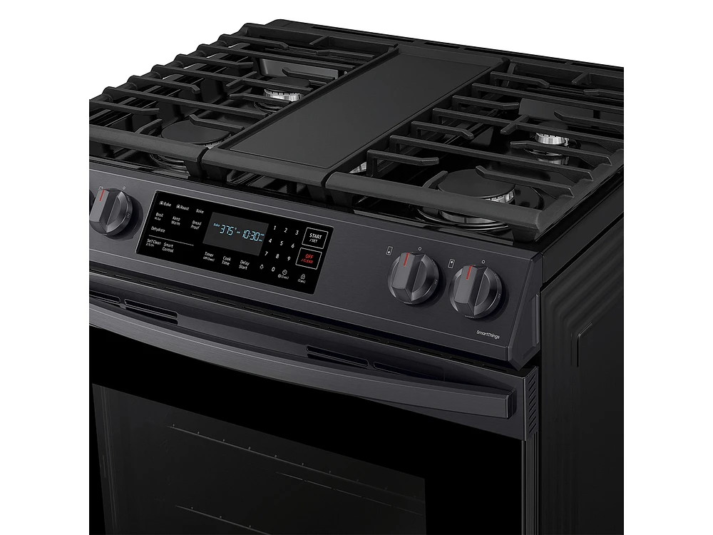 NX60T8311SG/AA | 6.0 cu. ft. Smart Slide-in Gas Range with Convection in Black Stainless Steel | Samsung Business US