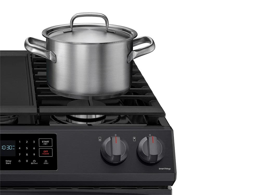 NX60T8311SG/AA | 6.0 cu. ft. Smart Slide-in Gas Range with Convection in Black Stainless Steel | Samsung Business US