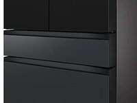 RF29BB89008MAA | Bespoke 4-Door French Door Refrigerator (29 cu. ft.) – with Top Left and Family Hub™ Panel in Charcoal Glass - and Matte Black Steel Middle and Bottom Door Panels) | Samsung Business US