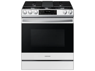 NX60CB831512AA | Bespoke 6.0 cu. ft. Smart Slide-in Gas Range with Air Fry & Convection in White Glass | Samsung Business.