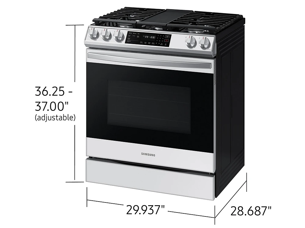 NX60CB831512AA | Bespoke 6.0 cu. ft. Smart Slide-in Gas Range with Air Fry & Convection in White Glass | Samsung Business.