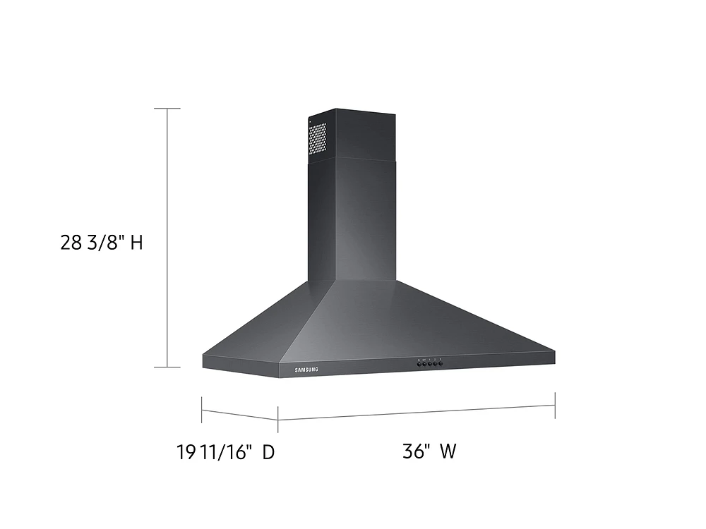 NK36R5000WG/AA | 36" Wall Mount Hood in Black Stainless Steel | Samsung Business US