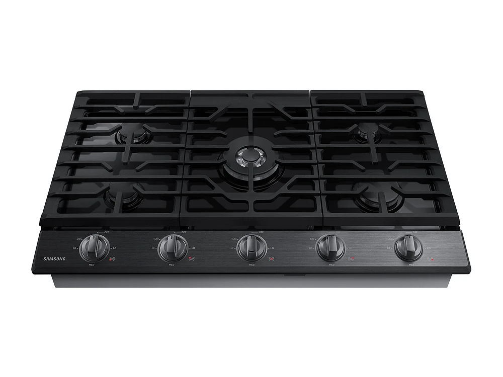 NA36N6555TG/AA | 36" Smart Gas Cooktop with Illuminated Knobs in Black Stainless Steel | Samsung Business US