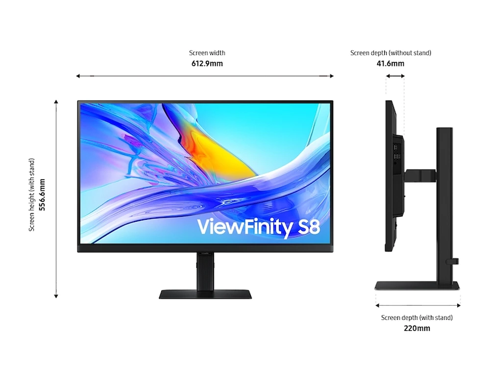 27" ViewFinity S8 (S80UD) 4K UHD HDR10 High Resolution Monitor with USB-C and Ergonomic Stand