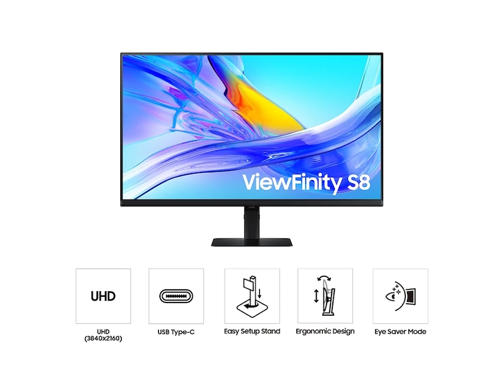 32" ViewFinity S8 (S80UD) 4K UHD HDR10 High Resolution Monitor with USB-C and Ergonomic Stand