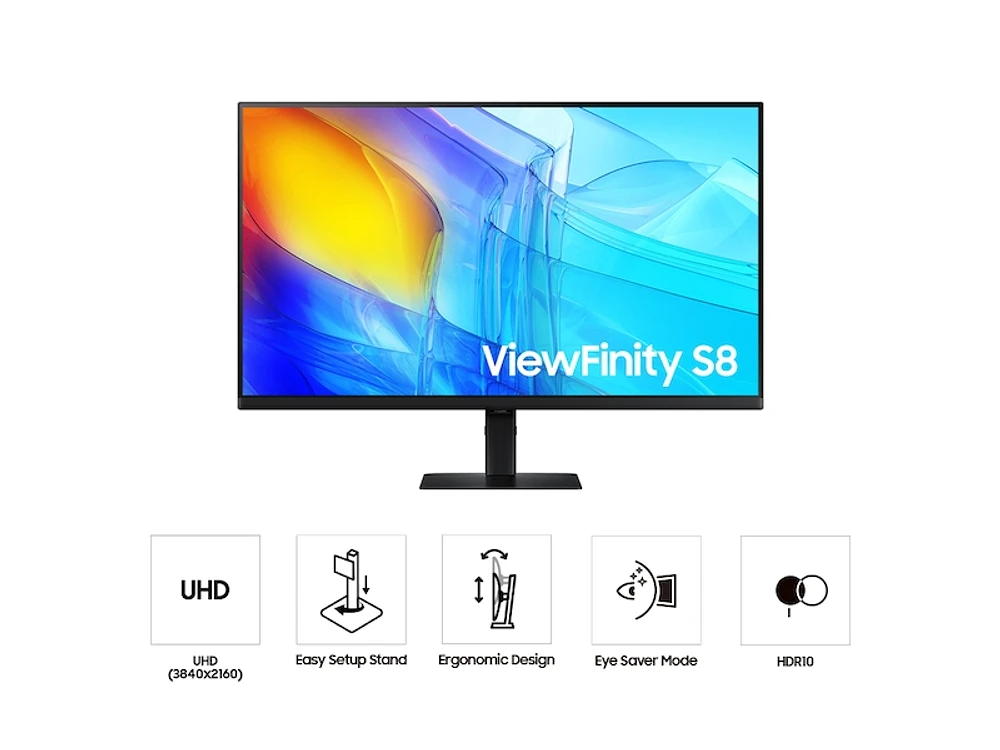 32" ViewFinity S8 (S80D) 4K UHD HDR10 High Resolution Monitor with Ergonomic Stand