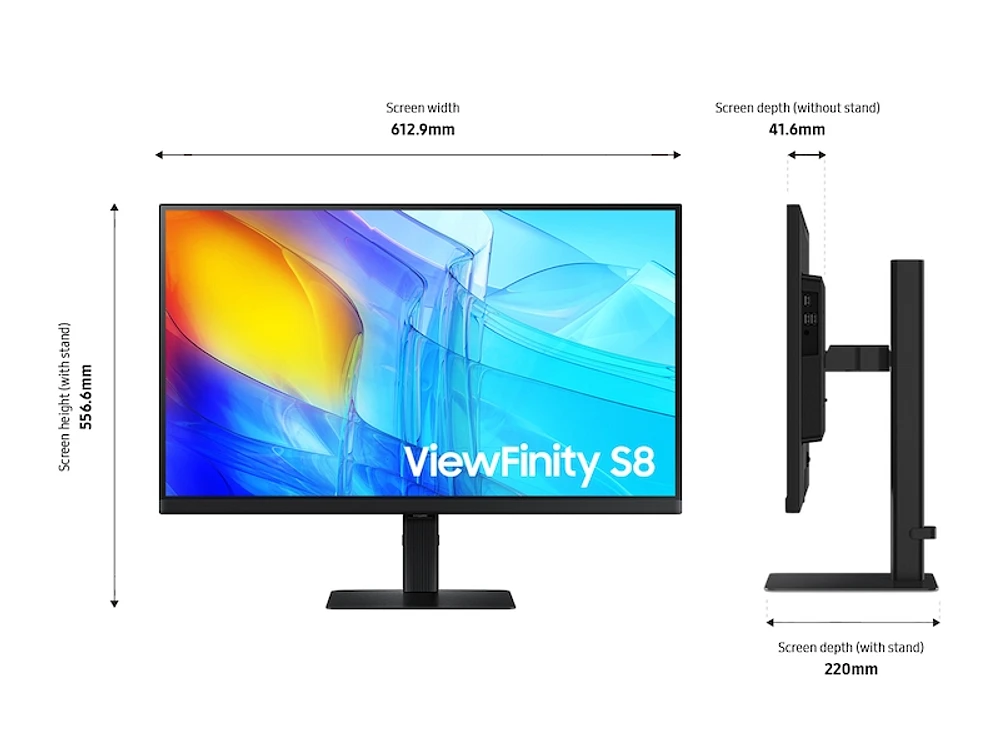 27" ViewFinity S8 (S80D) 4K UHD HDR10 High Resolution Monitor with Ergonomic Stand