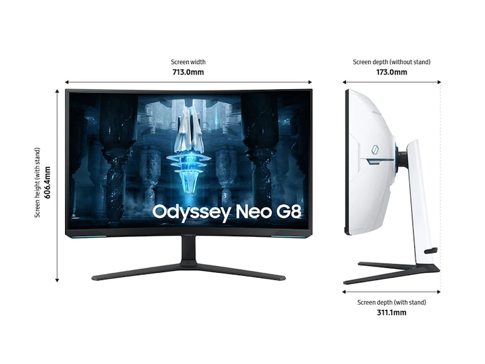 32" Odyssey Neo G8 4K UHD 240Hz 1ms(GtG) Quantum HDR2000 Curved Gaming Monitor with Matte Display Monitor