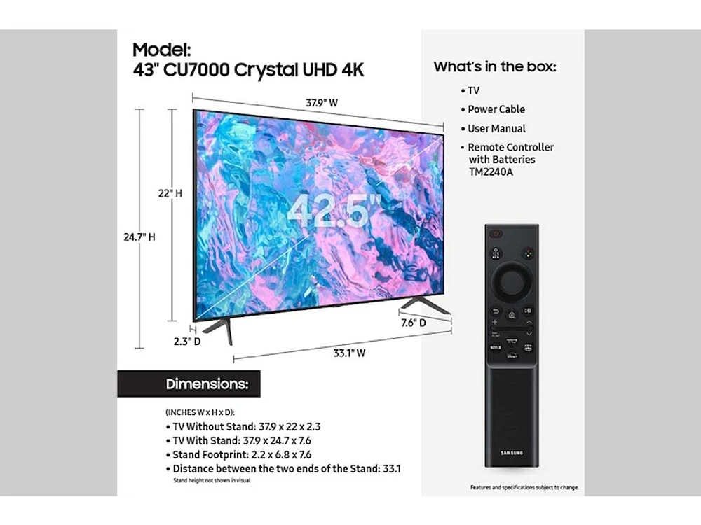 43" Class Crystal UHD CU7000