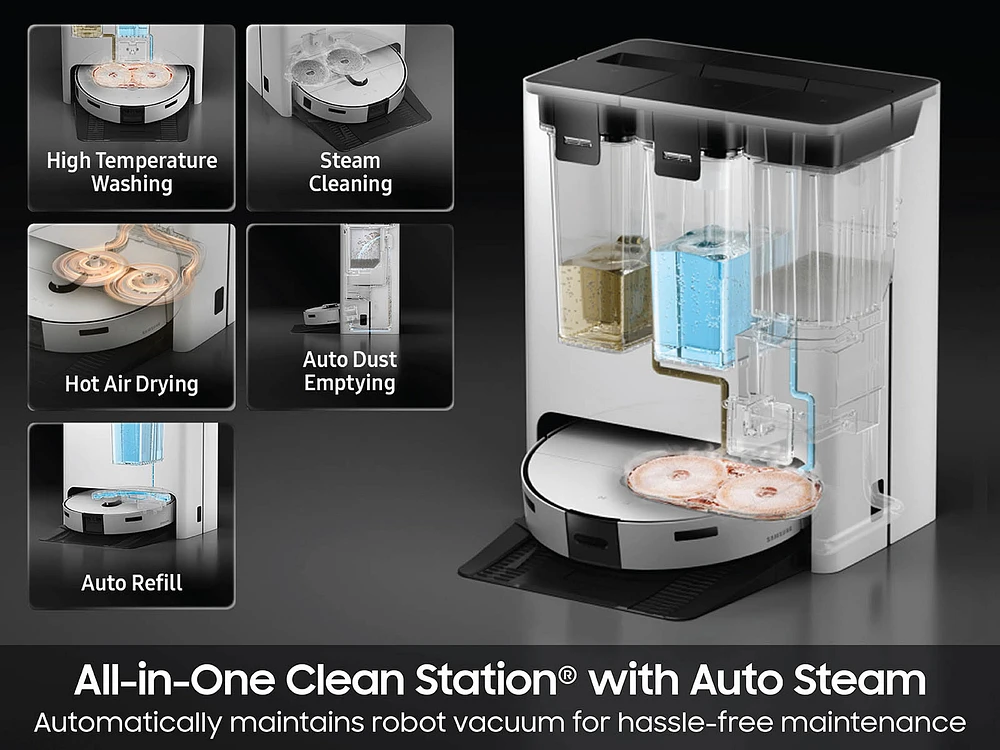 Bespoke Jet Bot Combo™ Robot Vacuum and Mop with All-in-One Clean Station® with Auto Steam | Samsung Business US