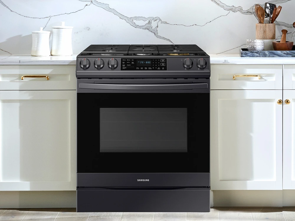 NX60T8511SG/AA | 6.0 cu ft. Smart Slide-in Gas Range with Air Fry in Black Stainless Steel | Samsung Business US