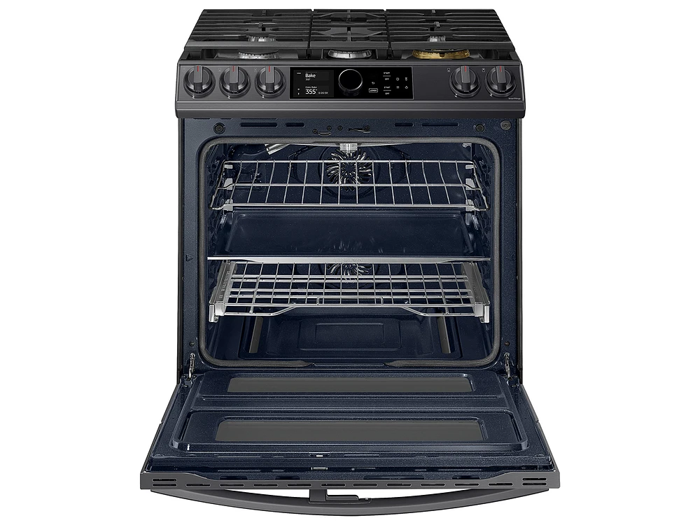 NX60T8751SG/AA | 6.0 cu ft. Smart Slide-in Gas Range with Flex Duo™, Smart Dial & Air Fry in Black Stainless Steel | Samsung Business US