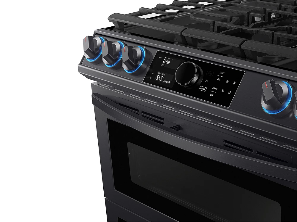 NX60T8751SG/AA | 6.0 cu ft. Smart Slide-in Gas Range with Flex Duo™, Smart Dial & Air Fry in Black Stainless Steel | Samsung Business US