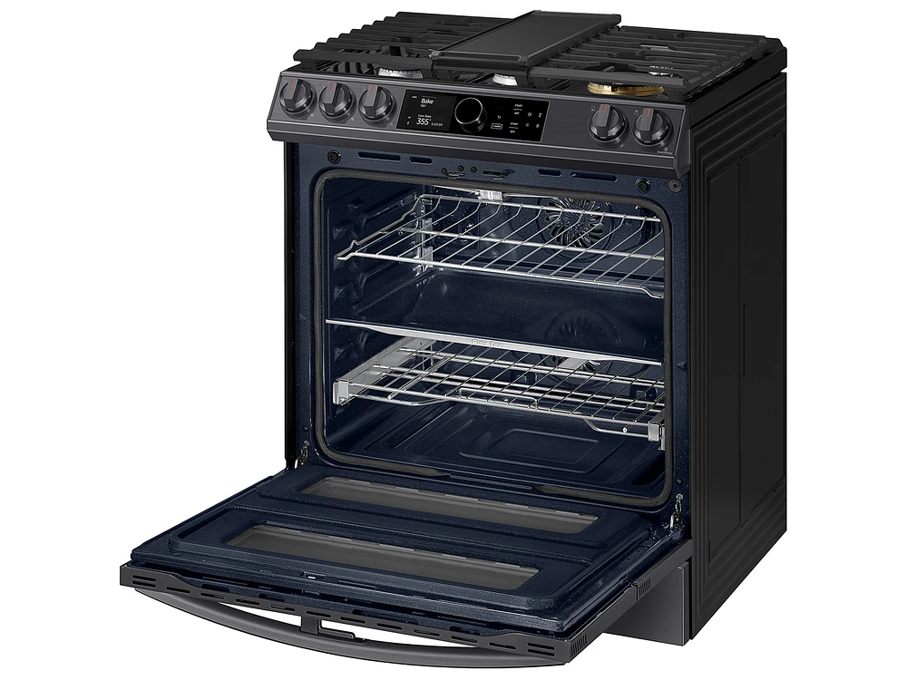 NX60T8751SG/AA | 6.0 cu ft. Smart Slide-in Gas Range with Flex Duo™, Smart Dial & Air Fry in Black Stainless Steel | Samsung Business US