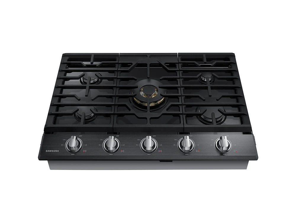 NA36N7755TG/AA | 36" Smart Gas Cooktop with 22K BTU Dual Power Burner in Black Stainless Steel | Samsung Business US