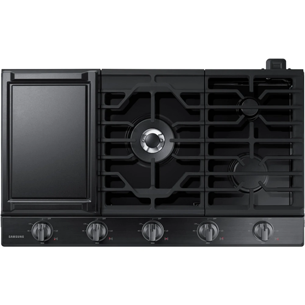 NA36N6555TG/AA | 36" Smart Gas Cooktop with Illuminated Knobs in Black Stainless Steel | Samsung Business US