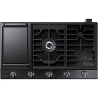 NA36N6555TG/AA | 36" Smart Gas Cooktop with Illuminated Knobs in Black Stainless Steel | Samsung Business US