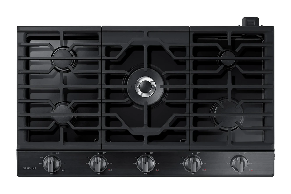 NA36N6555TG/AA | 36" Smart Gas Cooktop with Illuminated Knobs in Black Stainless Steel | Samsung Business US