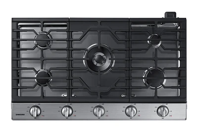 36" Smart Gas Cooktop with Illuminated Knobs in Stainless Steel Cooktop