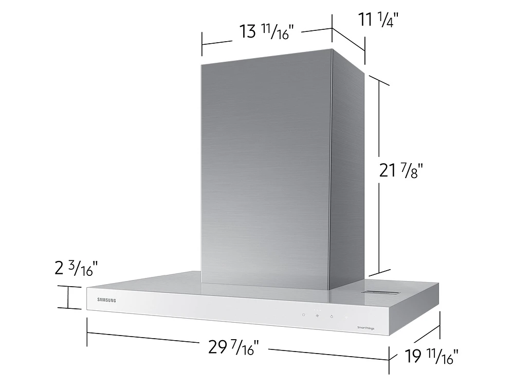 Bespoke Smart Wall Mount Range Hood 30" in Stainless Steel with White Panel | Samsung US