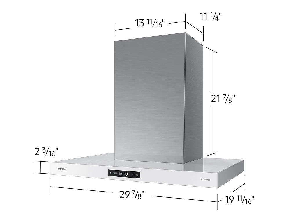 Bespoke Smart Wall Mount Range Hood 30" in Stainless Steel with White Panel | Samsung US