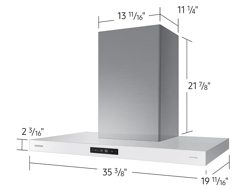 Bespoke Smart Wall Mount Range Hood 36" in Stainless Steel with White Panel | Samsung US