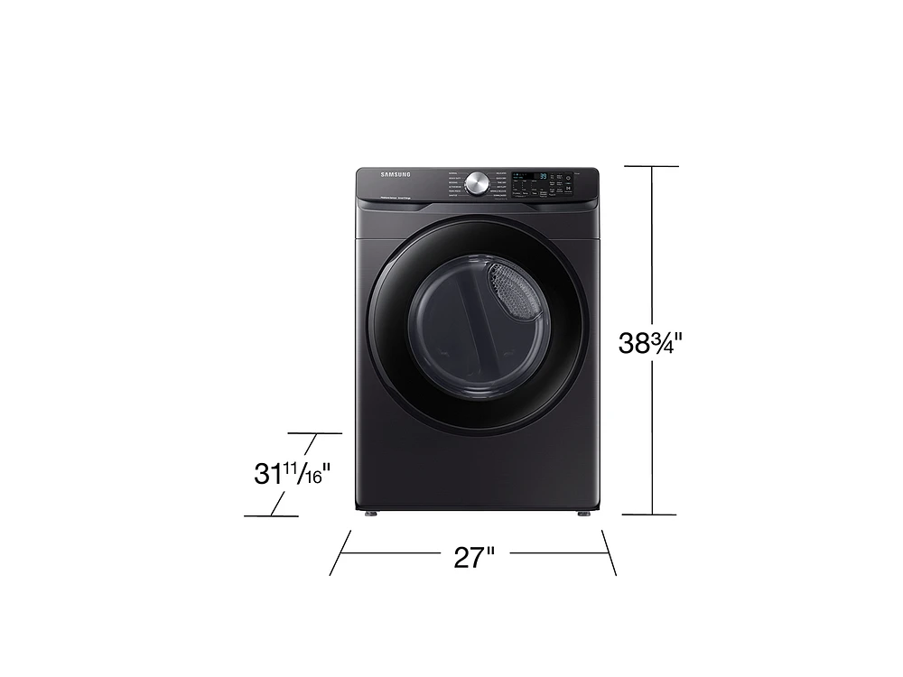 7.5 cu. ft. Smart Front Load Electric Dryer with Sensor Dry in Brushed Black | Samsung US