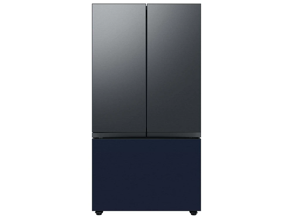 Bespoke-3-Door-French-Door-Refrigerator-Panel-in-Navy-Steel-Bottom-Panel Home Appliances Accessories - RA-F36DB3QN/AA | Samsung US