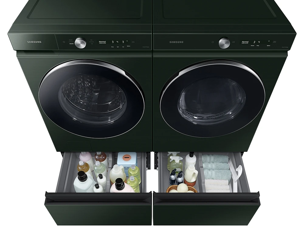 WE502NG/US | Bespoke 27" Laundry Pedestal with Storage Drawer in Forest Green | Samsung Business US