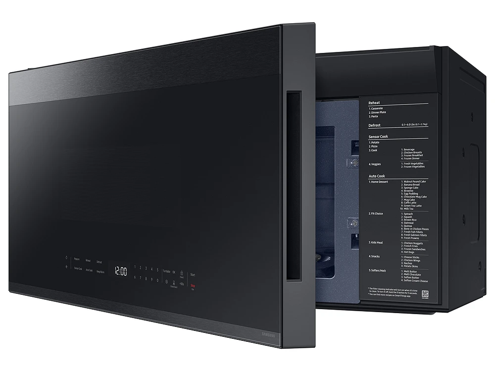 Bespoke Over-the-Range Microwave 2.1 cu. ft. in Matte Black Steel with Edge to Edge Glass Display | Samsung US